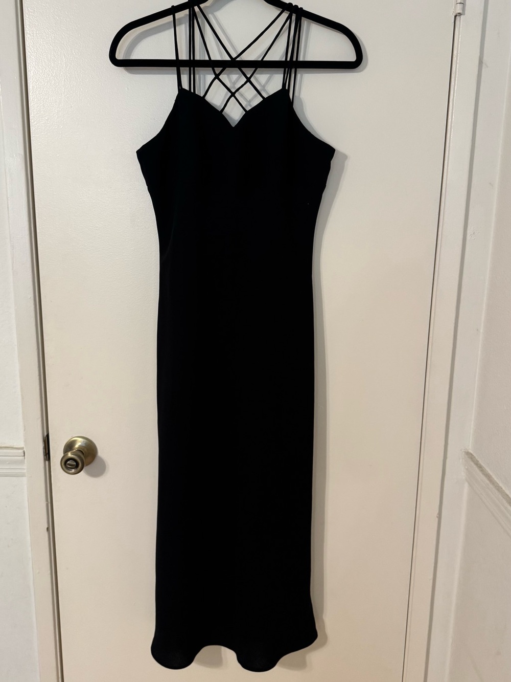 1998 Jones New York Black Strappy Crisscross Maxi Dress